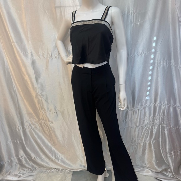Forever 21 Pants - NWT Forever 21 black and rhinestone 2 piece cami and pants size S